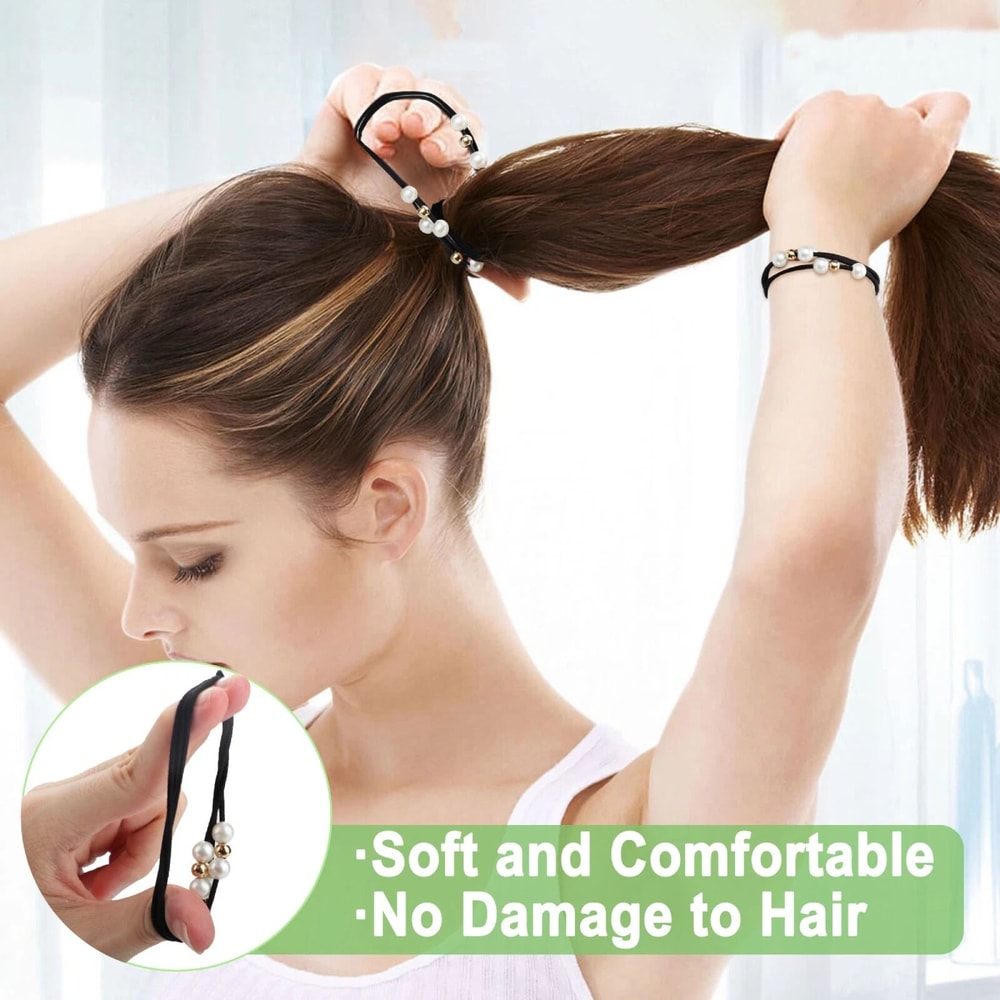 PearlEmbellished Elastic Hair Ties MultiLayer Hair Ropes For Women Girls 3
