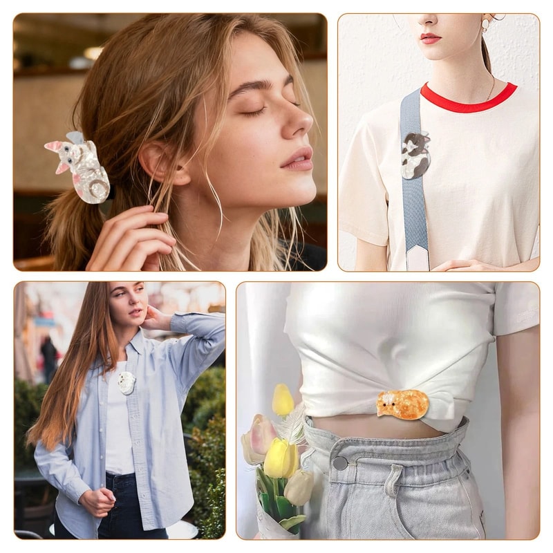 Cute Cat Hair Clips For Women Girls PVC CatShaped Hair Clips Gift Set 1