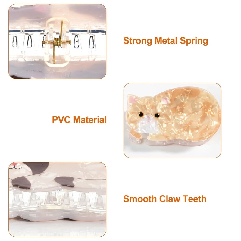 Cute Cat Hair Clips For Women Girls PVC CatShaped Hair Clips Gift Set 3