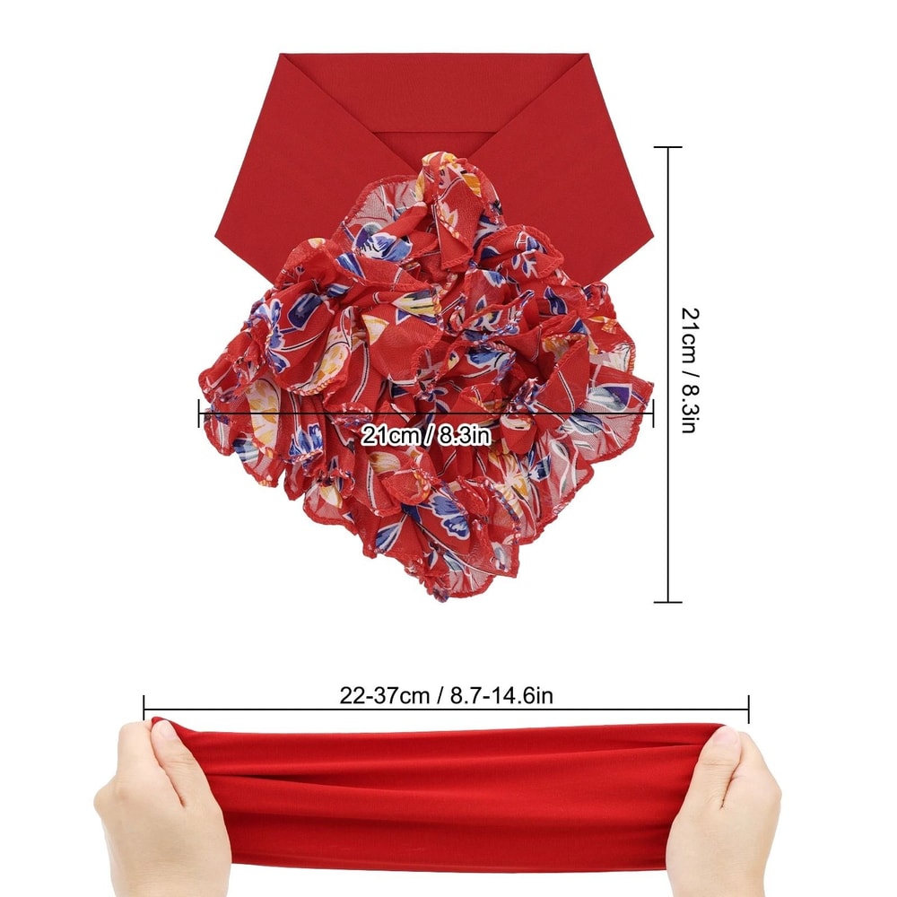 Womens Floral Neck Scarf Adjustable Polyester Collar Wrap With Elegant Flower Design 4