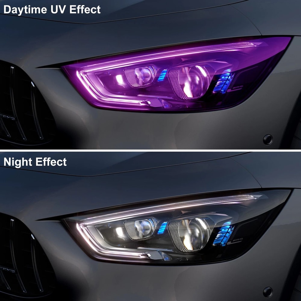 UV Reactive Headlight Tint Film For Scratch Protection UV Color Change 9