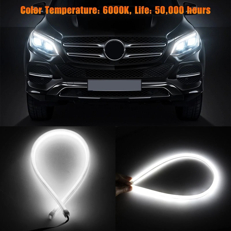 White Flexible Tube LED Strip Daytime Running DRL Headlight Lamp 1