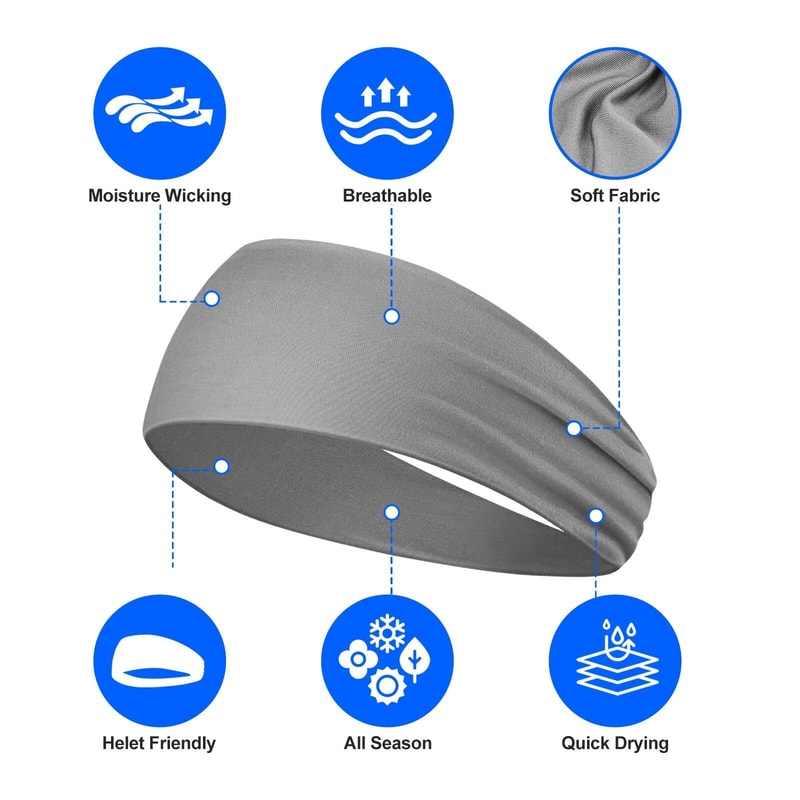 Moisture Wicking Headband Wide Elastic Sports Sweatband For Men And Women 5