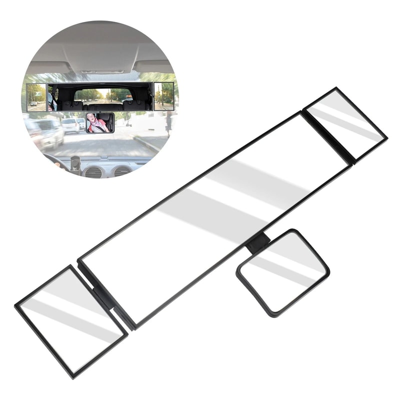 Wide Angle Rear View Mirror With Baby Mirror ClipOn For Cars 1