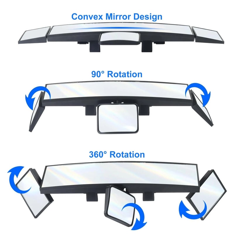 Wide Angle Rear View Mirror With Baby Mirror ClipOn For Cars 6