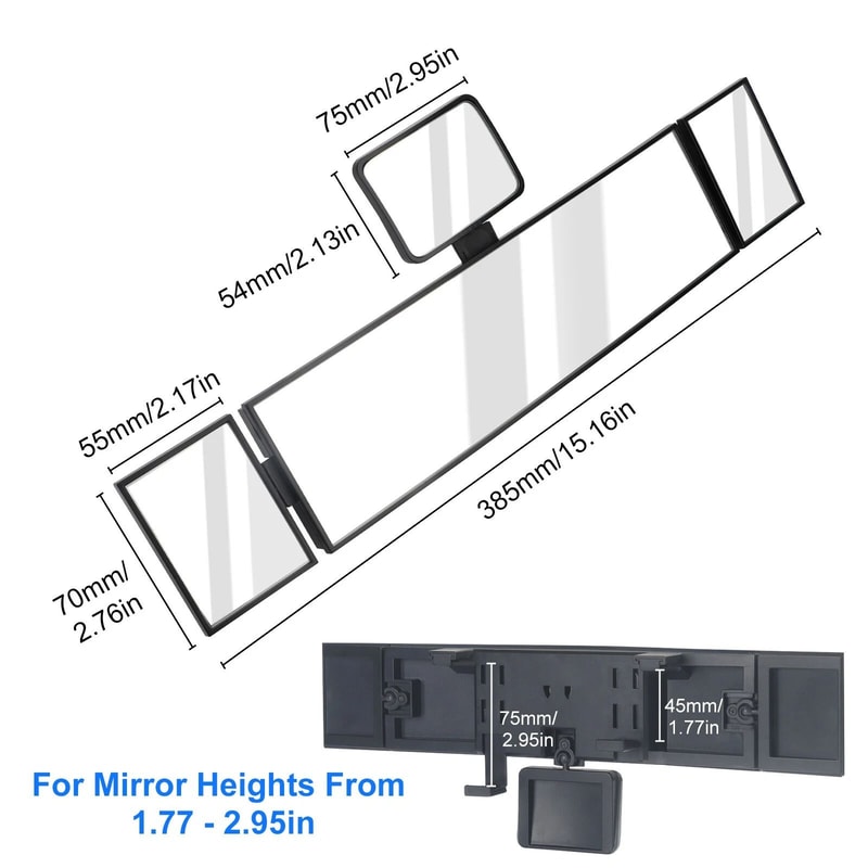 Wide Angle Rear View Mirror With Baby Mirror ClipOn For Cars 2