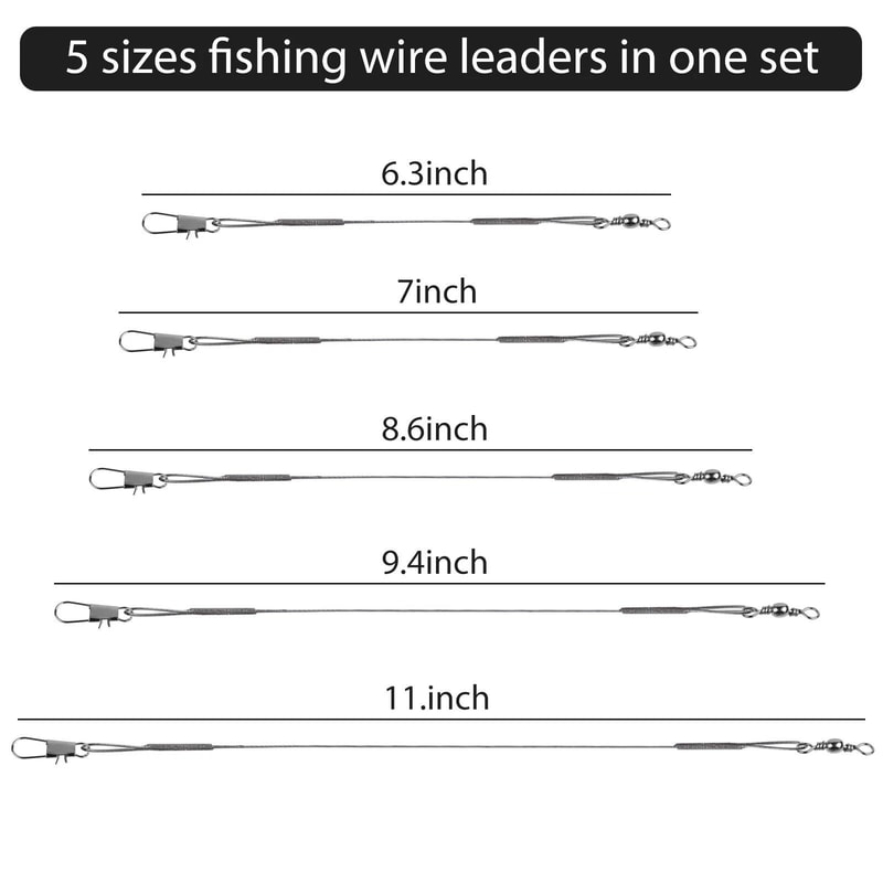 Stainless Steel Fishing Leader Wire Fish Lure Trace Durable NylonCoated With Snap Hooks 2