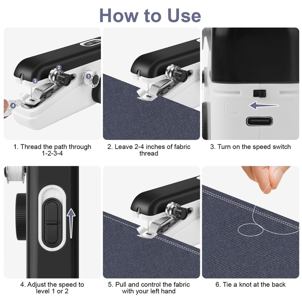 Portable Mini Sewing Machine For DIY Travel And Household Use Electric Stitch Handheld Sewing Mach 2