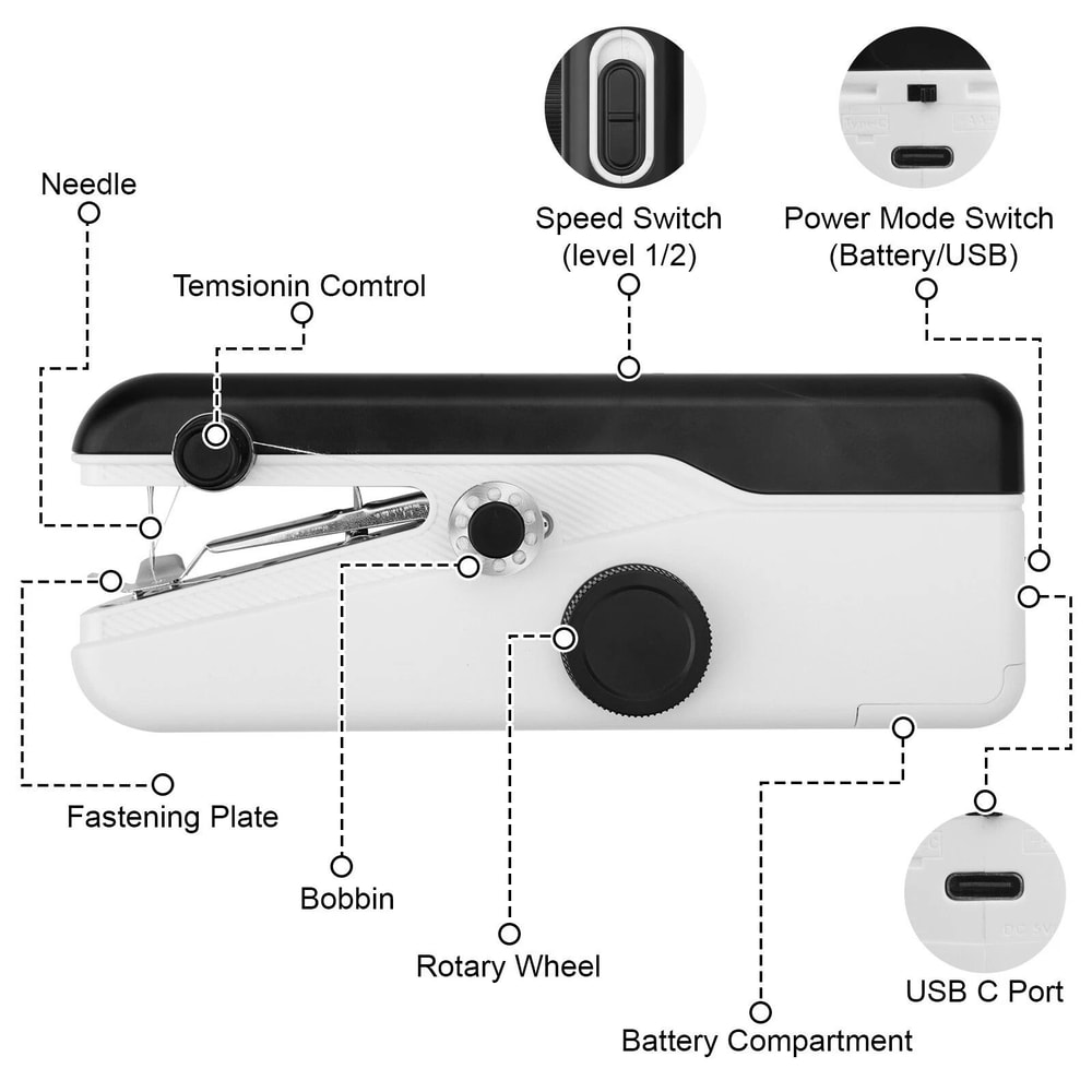 Portable Mini Sewing Machine For DIY Travel And Household Use Electric Stitch Handheld Sewing Mach 3