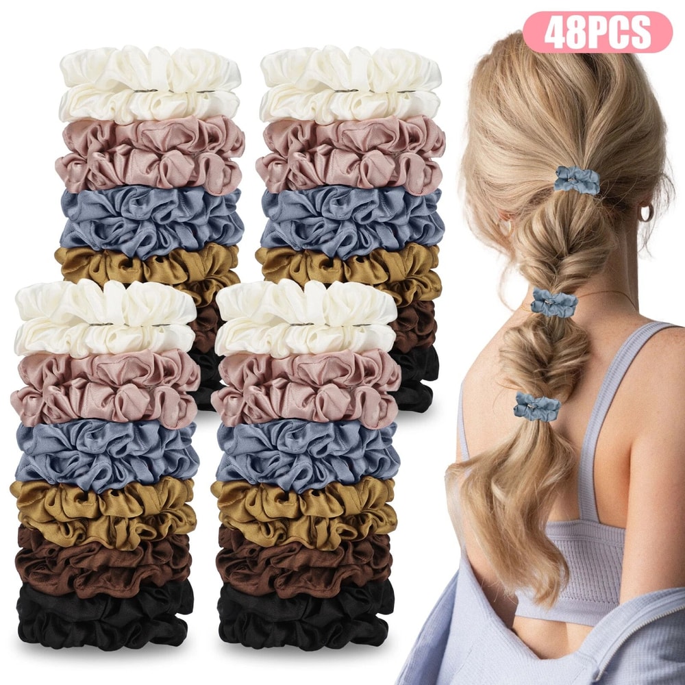 Hair Ties Scrunchies Multicolor Elastic Silk Hair Bands For Women 4