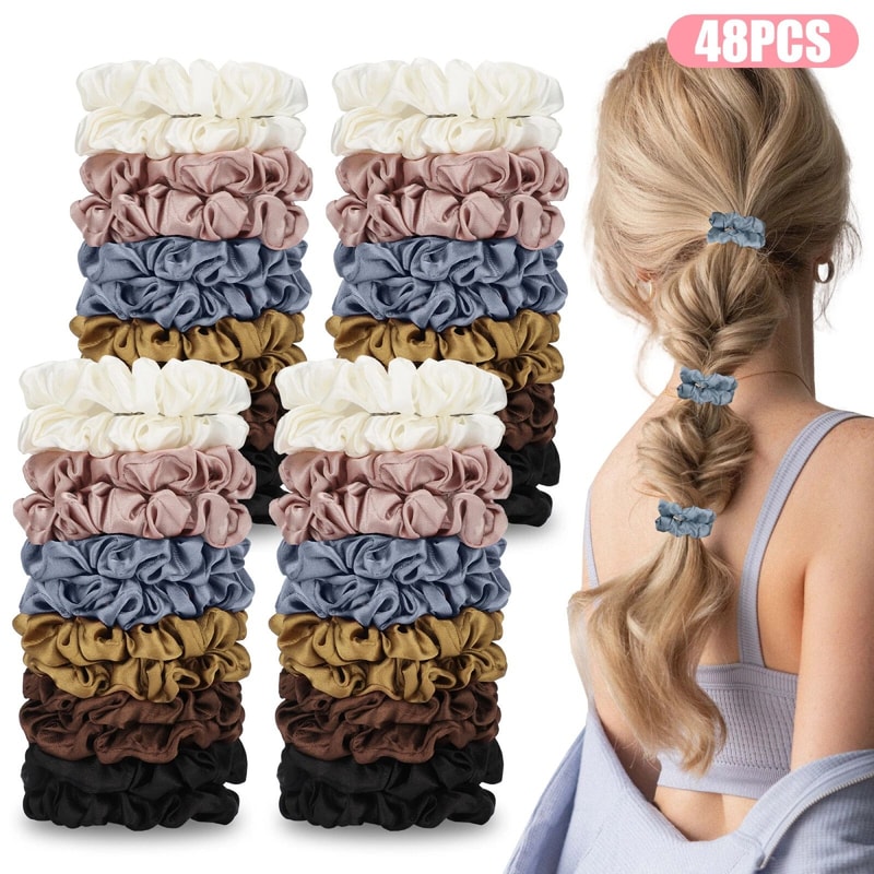 Hair Ties Scrunchies Multicolor Elastic Silk Hair Bands For Women 4