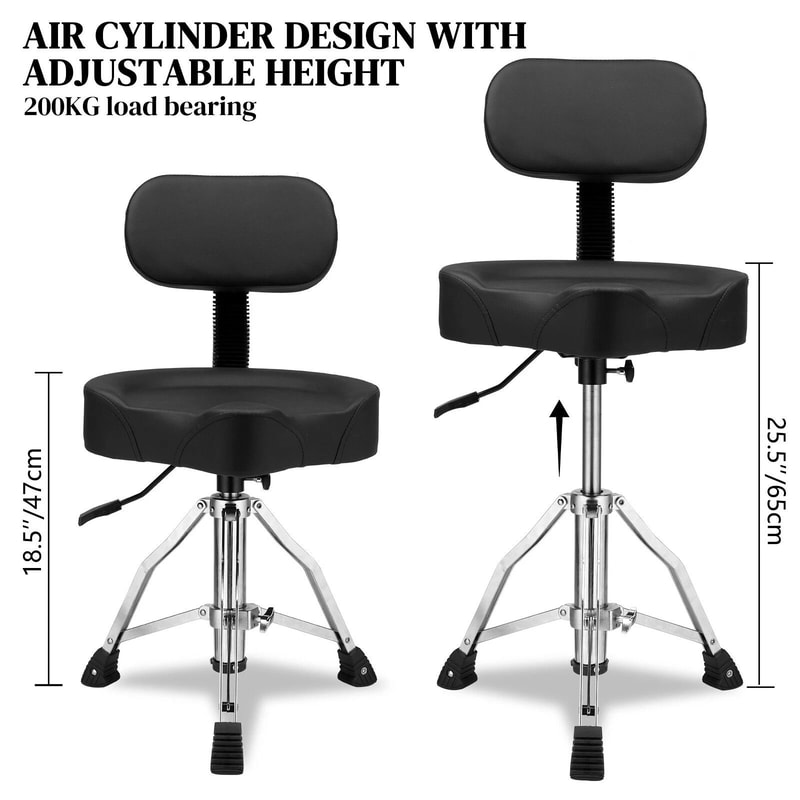 Adjustable Drum Throne With Backrest Hydraulic Drum Stool For Drummers 2