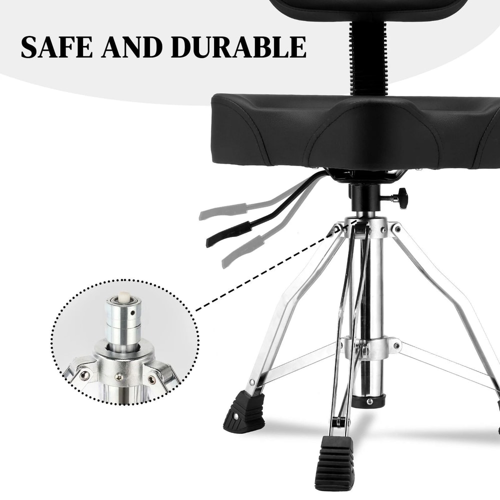 Adjustable Drum Throne With Backrest Hydraulic Drum Stool For Drummers 4