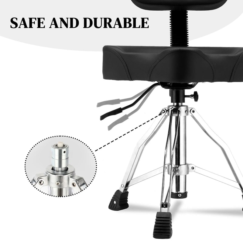 Adjustable Drum Throne With Backrest Hydraulic Drum Stool For Drummers 4