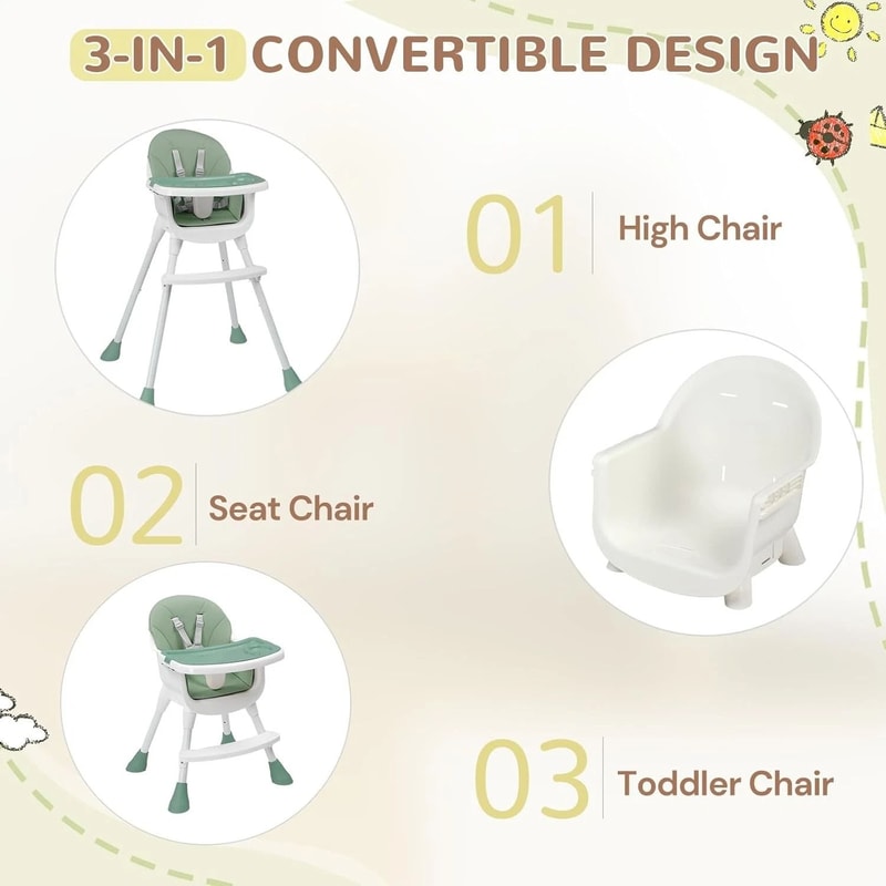 Portable Adjustable Baby High Chair With Removable DualLayer Tray 7