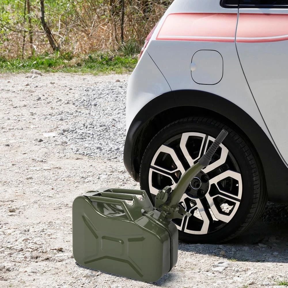 Steel Gas Fuel Can With Pouring Spout Reliable Backup Storage 0