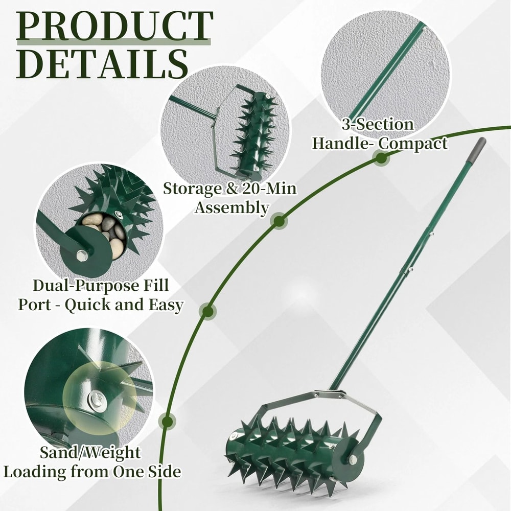 Heavy Duty Rolling Manual Lawn Aerator Lawn Tool For Yard Care 2