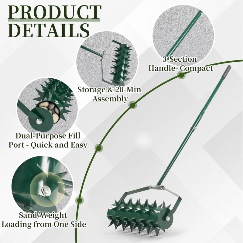 Heavy Duty Rolling Manual Lawn Aerator Lawn Tool For Yard Care 2