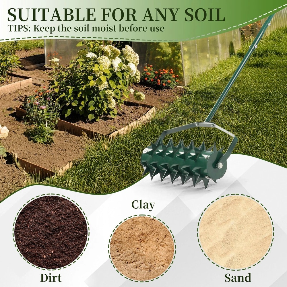 Heavy Duty Rolling Manual Lawn Aerator Lawn Tool For Yard Care 4