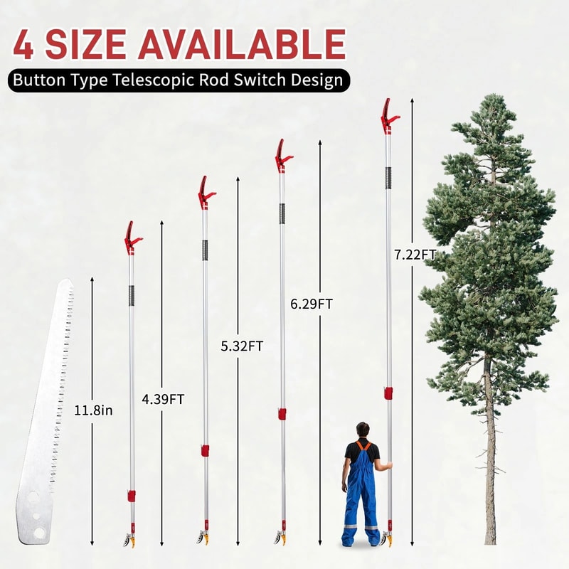 Telescopic Pole Pruner Fruit Picker Tree Branch Cutter Adjustable Lightweight 3