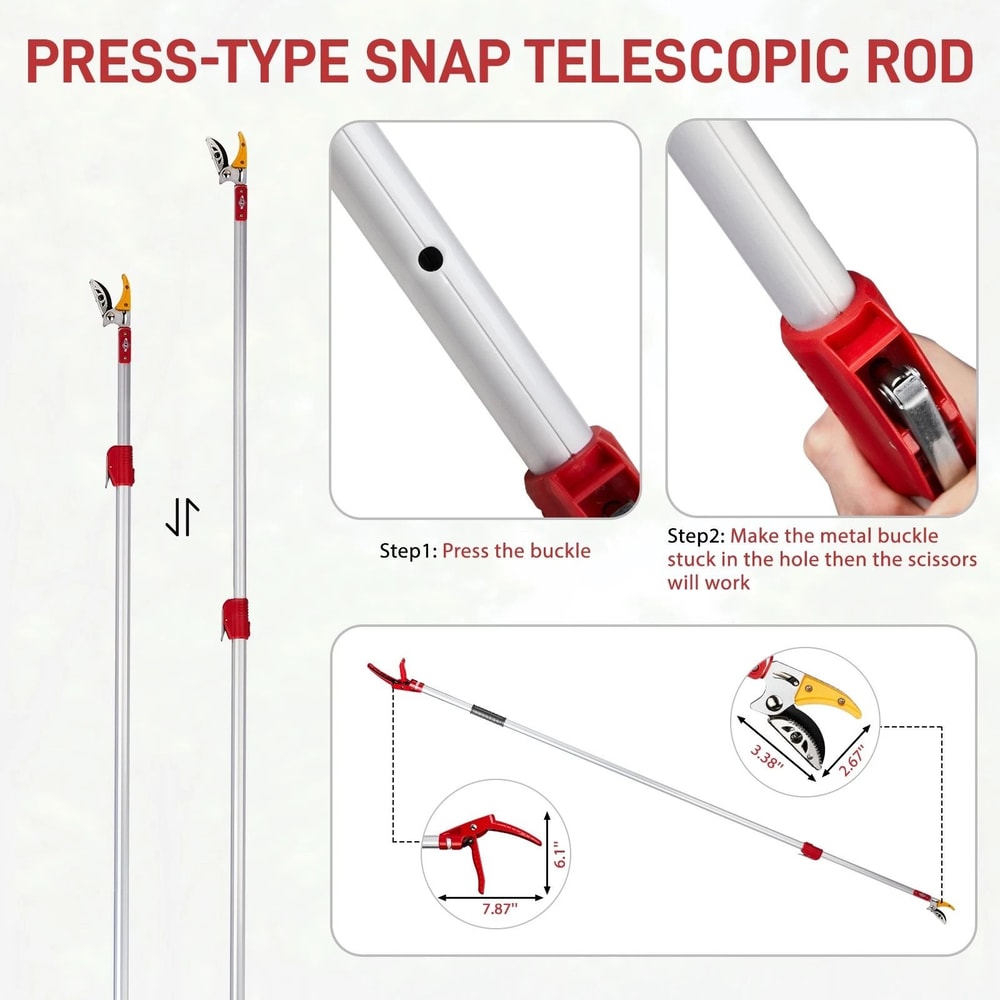 Telescopic Pole Pruner Fruit Picker Tree Branch Cutter Adjustable Lightweight 6