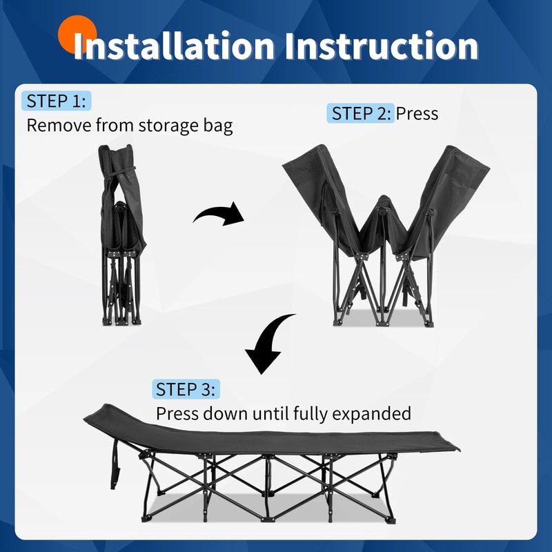 Portable Folding Camping Cot Bed With Soft Pad For Outdoor Adults Sleeping Compact Comfortable Fo 5