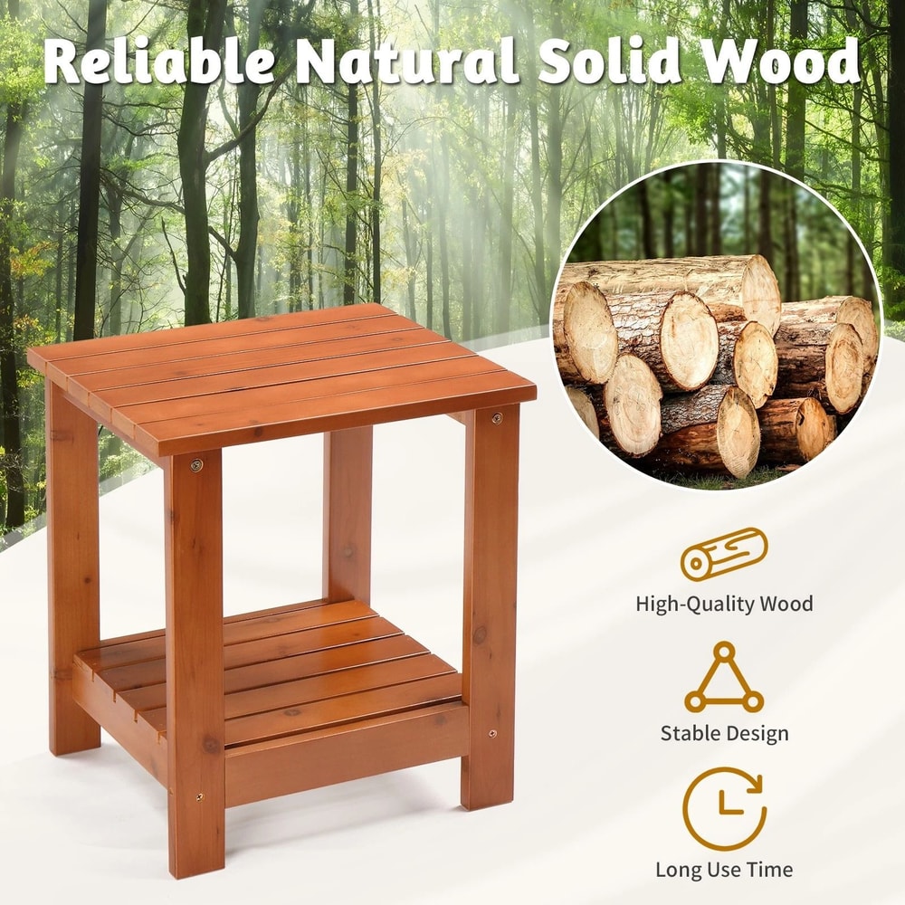 Portable Teak Wood Side Table For Patio Indoors Small Square WeatherResistant Compact Design 7