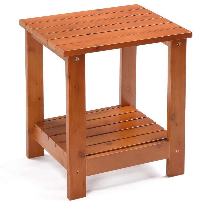 Portable Teak Wood Side Table For Patio Indoors Small Square WeatherResistant Compact Design 0
