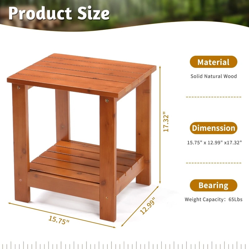 Portable Teak Wood Side Table For Patio Indoors Small Square WeatherResistant Compact Design 2