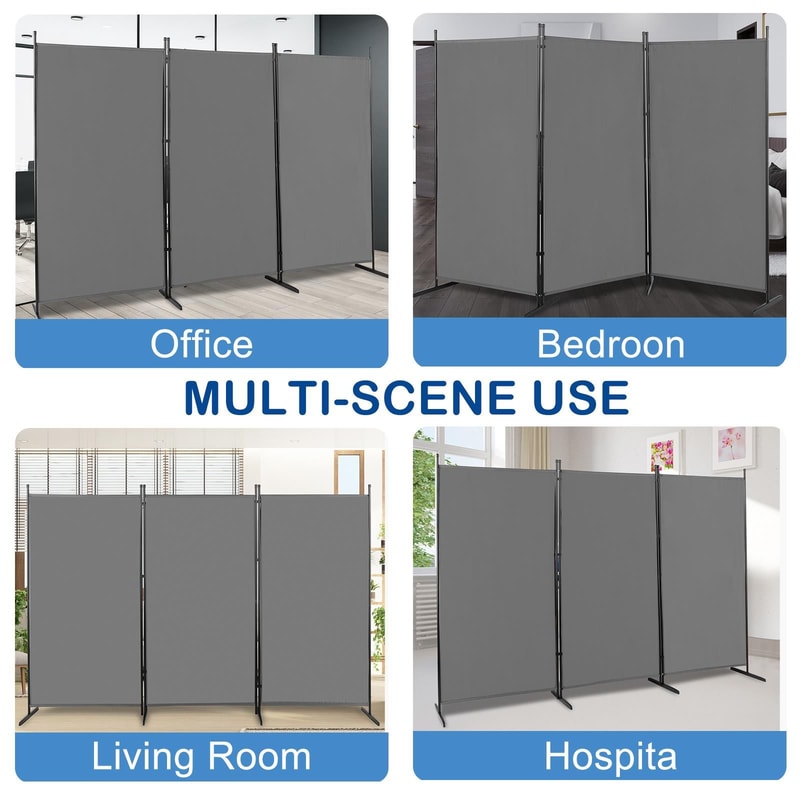 Room Divider Privacy Screens For Home Office Folding Steel With Adjustable Panels 2
