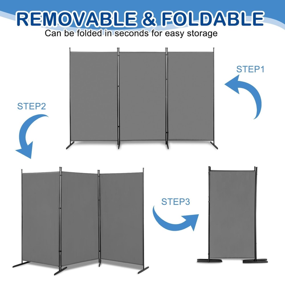 Room Divider Privacy Screens For Home Office Folding Steel With Adjustable Panels 3