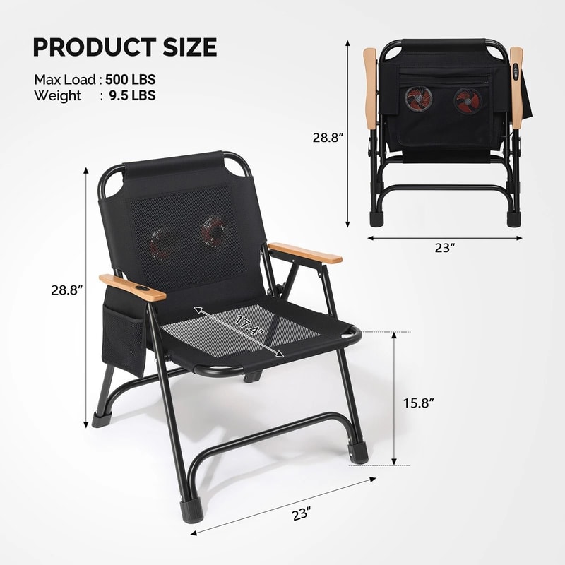 USBPowered Beach Camping Chair With Cooling System Foldable Outdoor Relaxation Chair 3