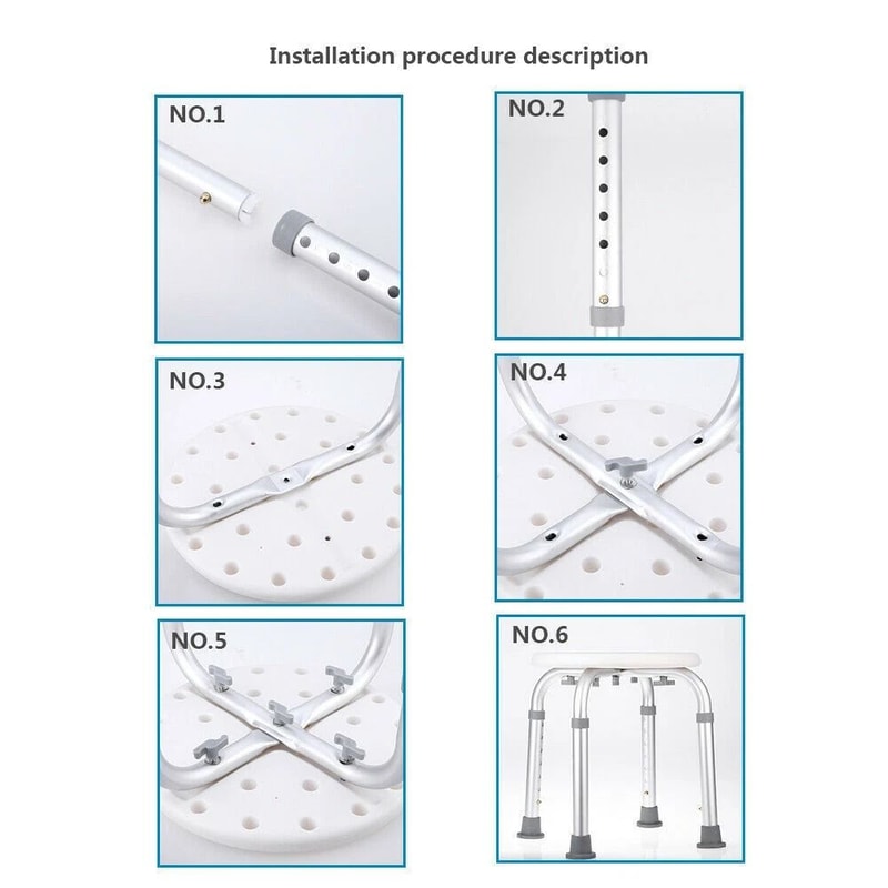 AntiSlip Adjustable Medical Shower Chair For Elderly Round Stool Seat With Stable Support 2