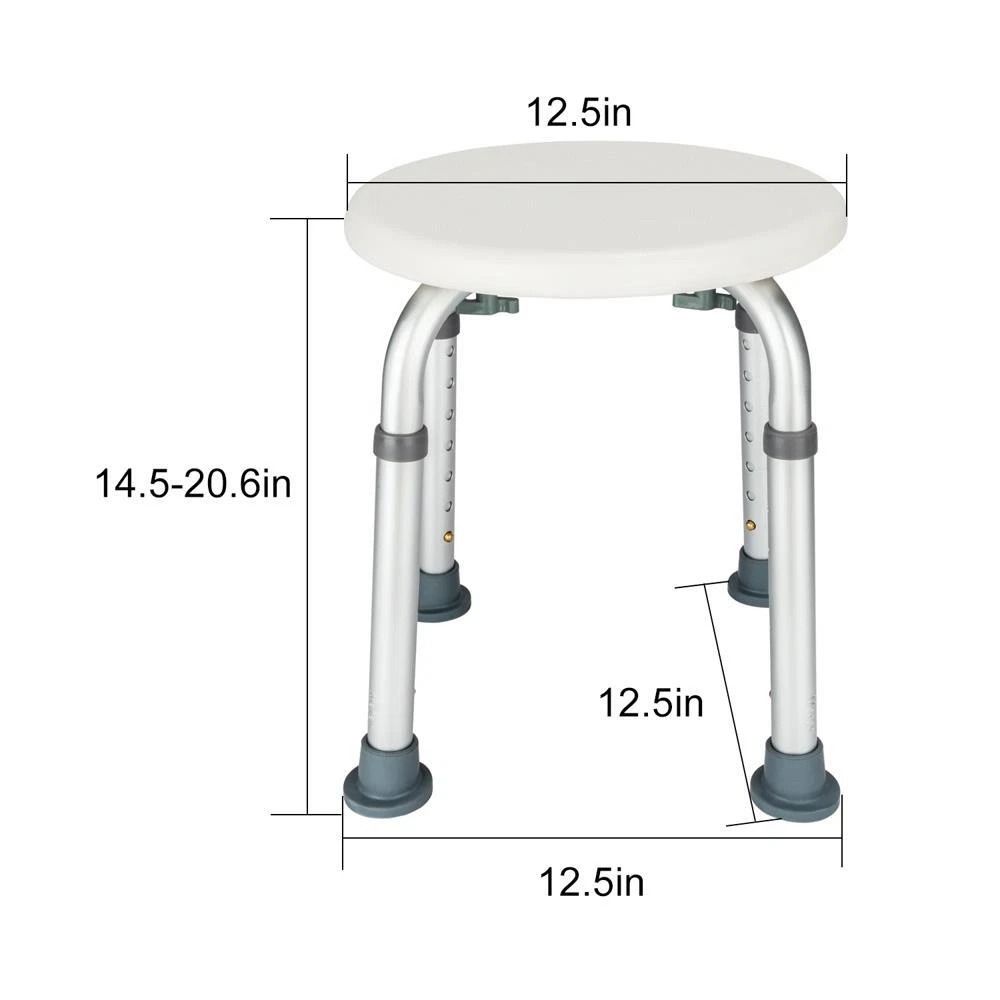 AntiSlip Adjustable Medical Shower Chair For Elderly Round Stool Seat With Stable Support 5