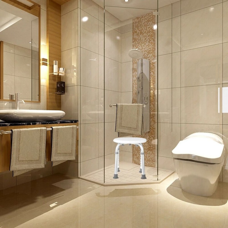 AntiSlip Adjustable Medical Shower Chair For Elderly Round Stool Seat With Stable Support 1
