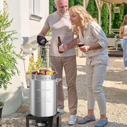 aluminum seafood boil pot with strainer basket and lid – ideal for outdoor cooking