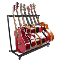 guitar folding stand - adjustable display rack with padded organizer for guitars & basses