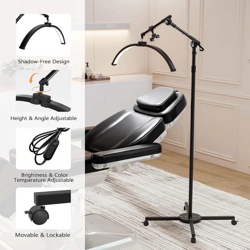 Professional Salon Floor Lamp Lockable Casters Adjustable Brightness For Nail Beauty Work 2