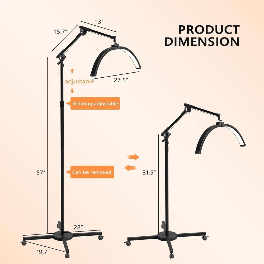 Professional Salon Floor Lamp Lockable Casters Adjustable Brightness For Nail Beauty Work 5