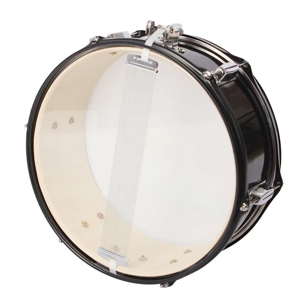 Glarry Marching Snare Drum Transparent With Drum Sticks Black 1