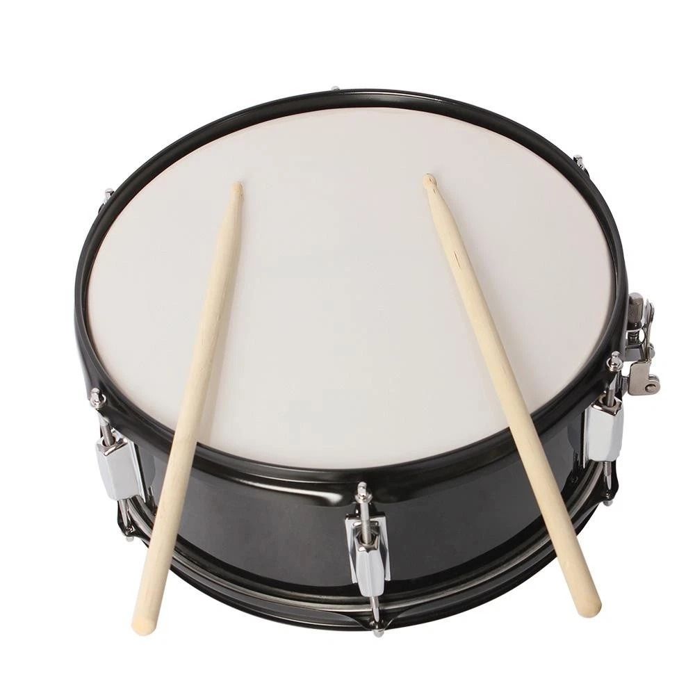 Glarry Marching Snare Drum Transparent With Drum Sticks Black 2