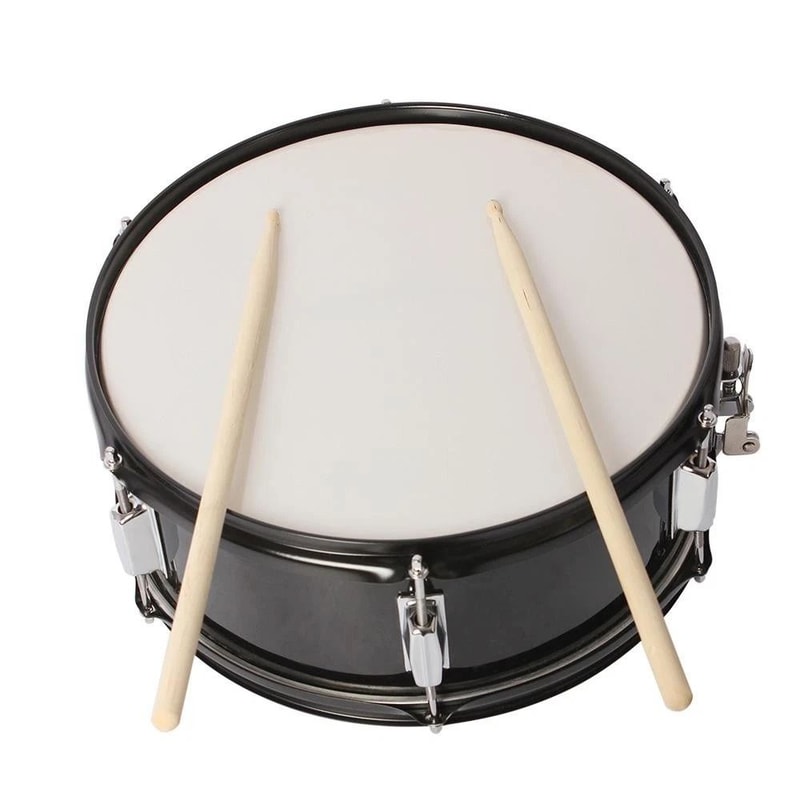 Glarry Marching Snare Drum Transparent With Drum Sticks Black 2
