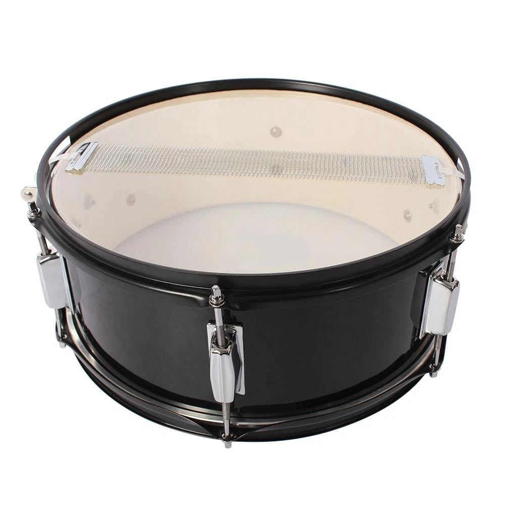 Glarry Marching Snare Drum Transparent With Drum Sticks Black 7