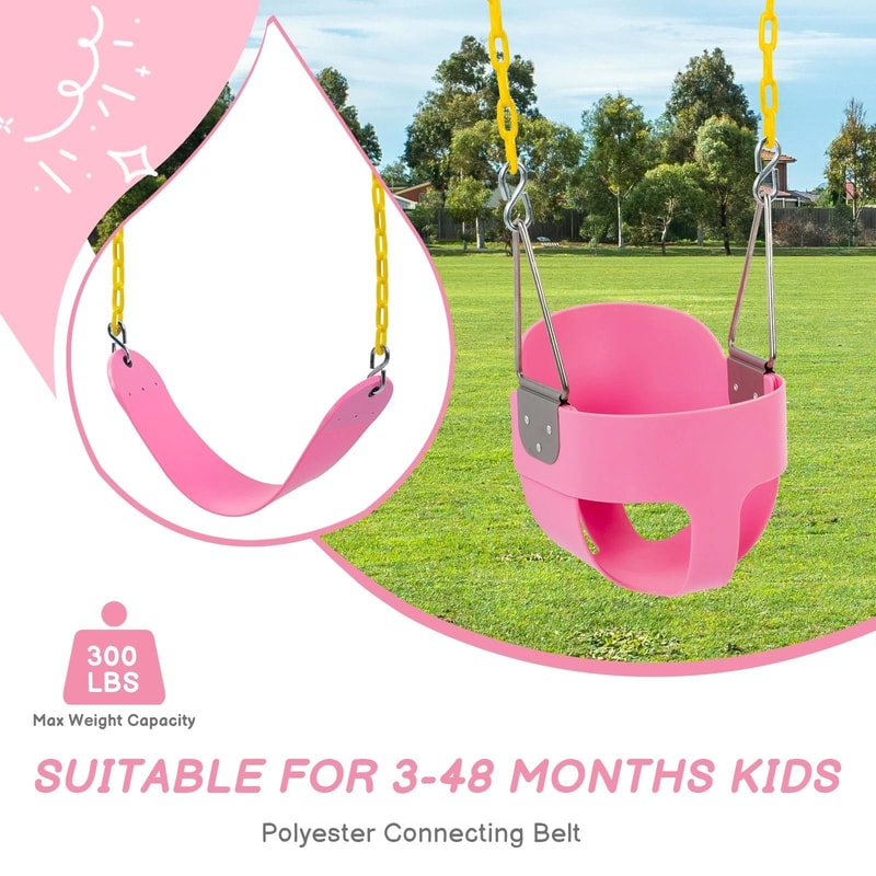 Heavy Duty Toddler Swing Seat With Coated Chains Full Bucket Baby Swing For Outdoor Fun 4