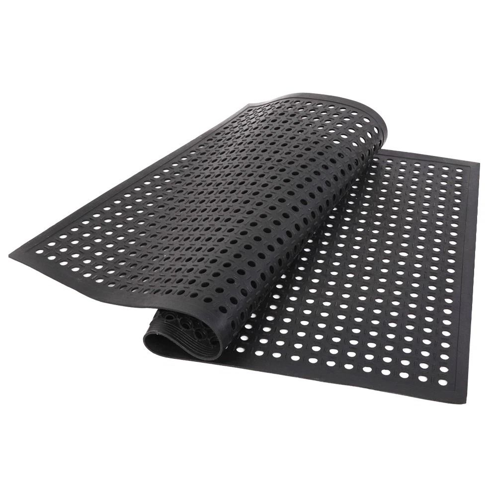 Industrial AntiFatigue Mat With Large Hexagonal Drainage Holes NonSlip Rubber Mat For Bar Kitchen
