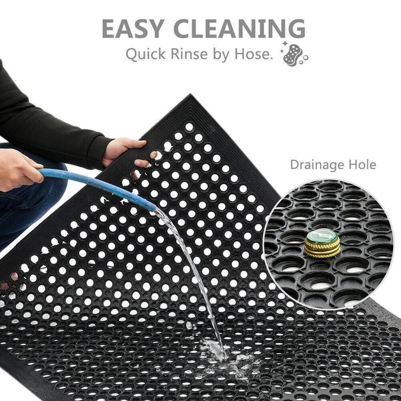 Industrial AntiFatigue Mat With Large Hexagonal Drainage Holes NonSlip Rubber Mat For Bar Kitchen