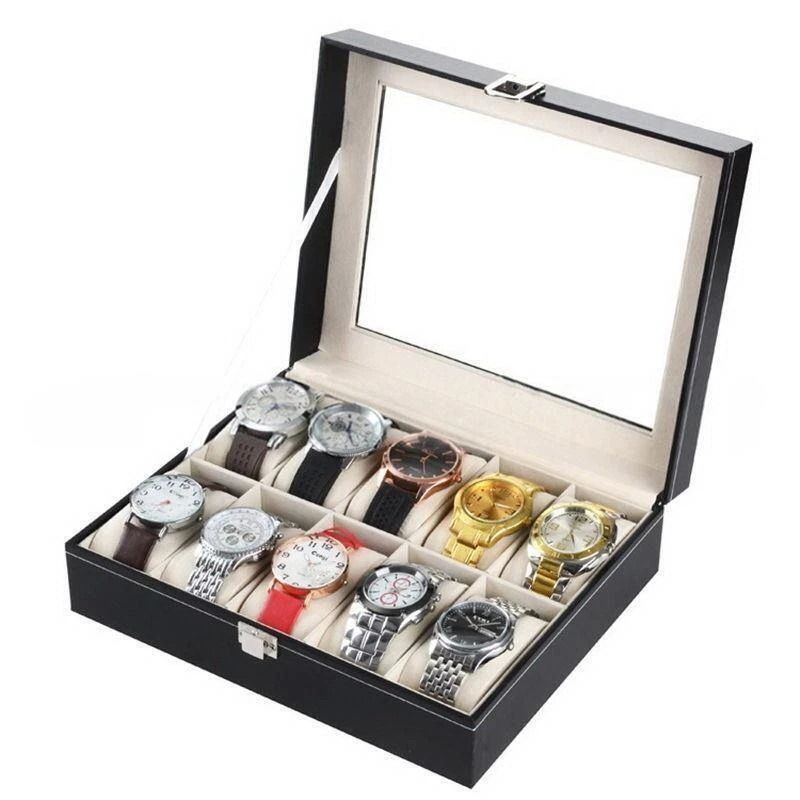 Leather Watch Display Box Organizer Case For Storage Protection 4