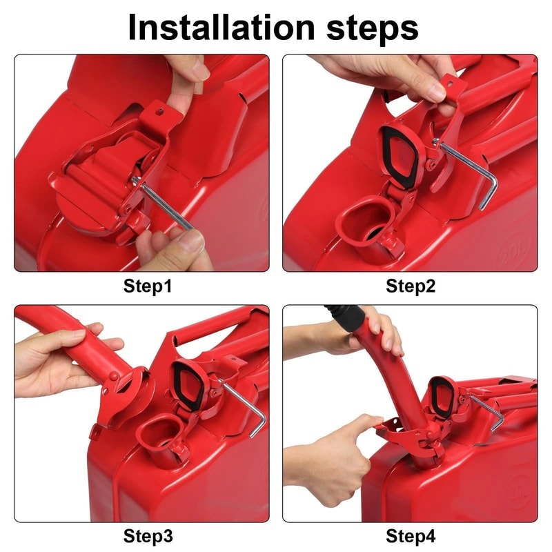Green Steel Fuel Can Durable Gasoline Tank With Flexible Spout For Emergency Use 3