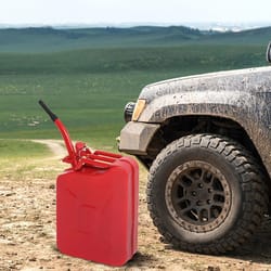 green steel fuel can – durable gasoline tank with flexible spout for emergency use