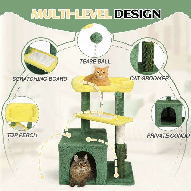 Indoor Cat Tree Tower With Scratching Post Toy Ball Cozy Condo Perfect For Play Rest 5